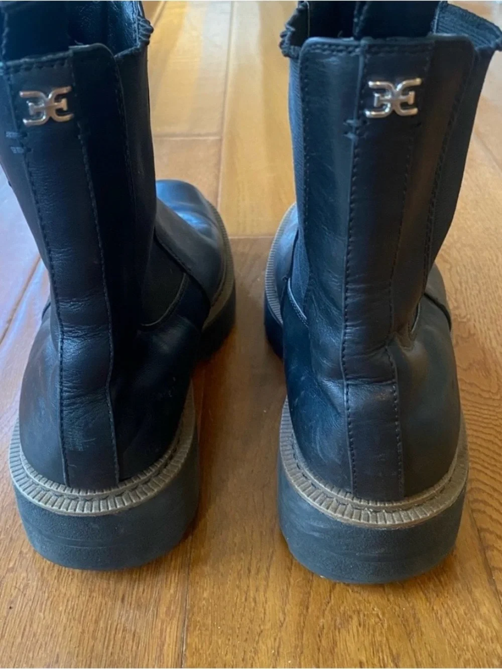 Sam Edelman Black Lug Sole Chelsea Ankle Boots